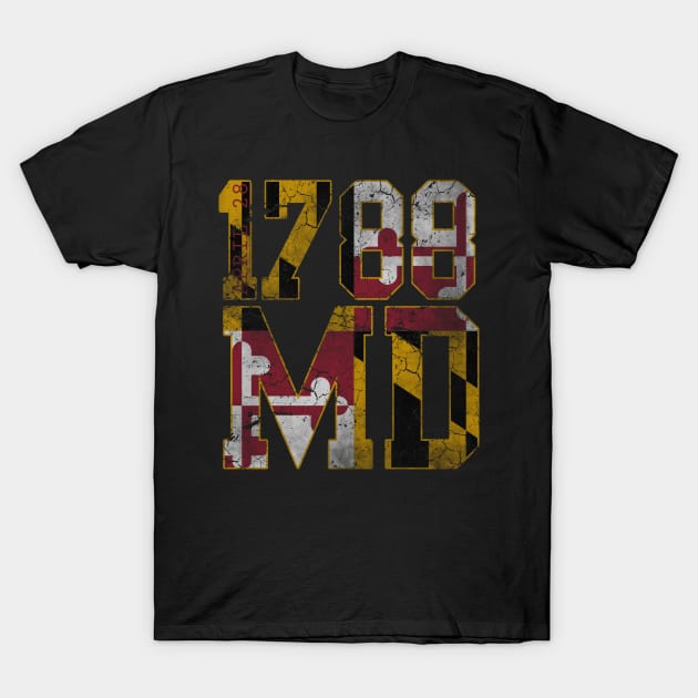 Maryland 1788 Flag Vintage Fade T-Shirt by E